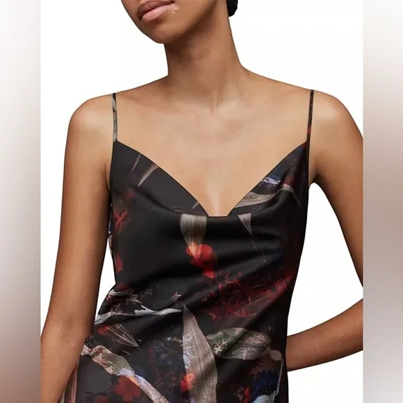 NWT All saints Hadley Tippi Midi Satin Cowl Neck Slip Dress 8 - Picture 2 of 10